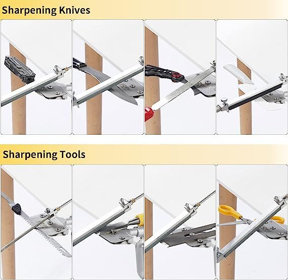 Knife Sharpener Kit, RUIXIN PRO Professional Knife Sharpener, 360° Flip Rotation Fixed-Angle, Upgrade Precise Slider & Fixture, Kitchen Chef Knife Sharpening System, 9 Premium Stones+1 Leather Strop
